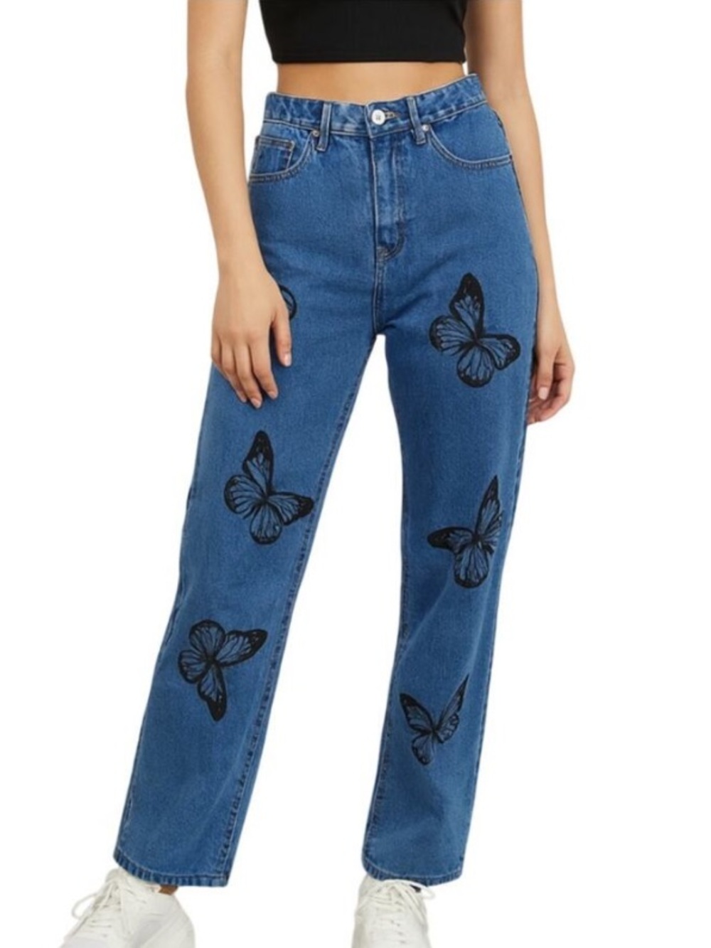 Rue 21 Y2k High Rise Straight Leg Butterfly Jeans Size 8 Waist 2000s
